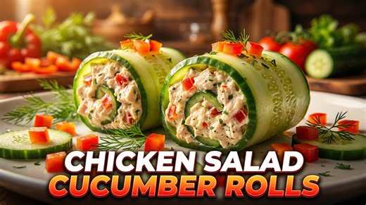 Quick and easy chicken salad cucumber roll-ups