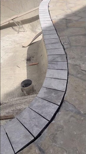 Pool renovation:Remove existing travertine & install new marble pool coping #premierpoolplastering