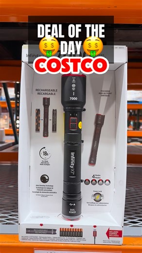 Costco has the 7,000 Lumen Infinity Flashlight on sale for $29.99 and the value is unbeatable for this level of brightness. It’s rechargeable, powerful, and perfect to keep at home, in the garage, or in your emergency kit. Don’t wait on this one—save this for your next Costco trip. #costcofinds #costcowonders #costcoinfluencer #costco #flashlight #homeessentials #preparedness #costcobuys #costcodeals | Costco Wonders