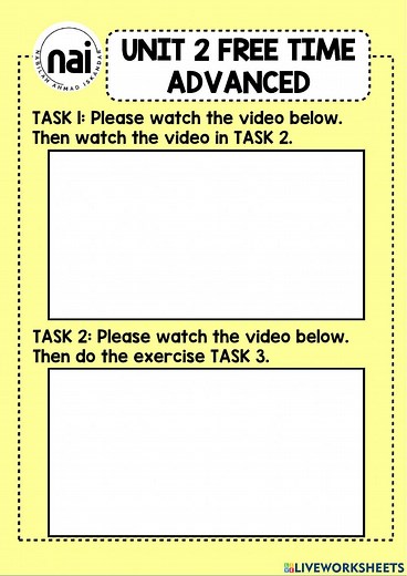 Year 2 free time ADVANCED task worksheet