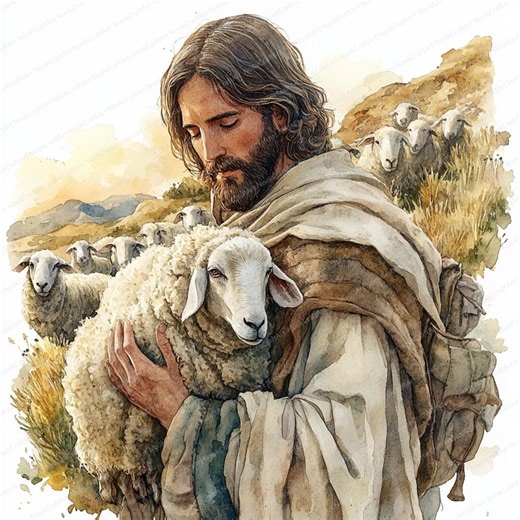 22 Jesus Shepherd Clipart | Sacred Christian Art Design | Printable Watercolor Clipart | High Quality Jpgs | Paper Craft | Junk Journal - Etsy