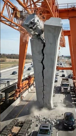 Bridge Construction FAIL: Crane Drops Concrete Slab!