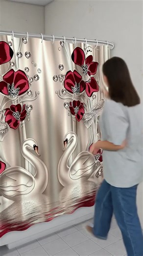 Swan Pattern Bathroom Accessories Set, Includes Shower Curtain, Toilet U-Shape Mat, Lid Cover, Rectangular Mat, 4 Pieces #babyshowerideas #bathroommusthave #bidetgifts #homegoodsobsessed #bridalshowerideas #babyshowergiftideas #zgalleriedecor #uniquehomedecor #bathroomdecorations #sweethomedecor