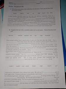 Name/s: Grade 10− Sec. □ Date: Teacher: Modal - Worksheet\... | Filo