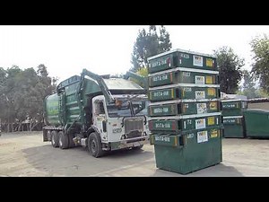 Waste Management Front Loader Collecting Stackable Dumpsters