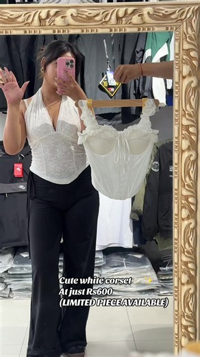 First come first served😉 Get this cute dreamy corset at only Rs600🦢🤍 Stretchable, paded, tie✨ Dm for order insta: mystical.clO #corset #fyp #ootd #cottagecore