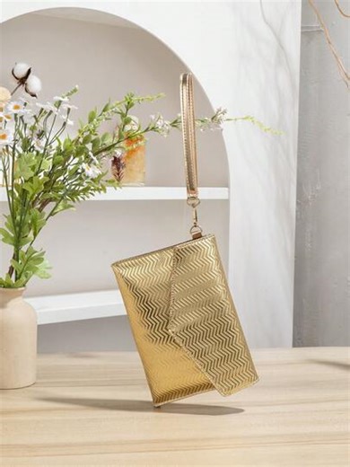 New Minimalist Wave Pattern Clutch Bag, Women's Wristlet Wallet, Coin Purse, Suitable For Ladies And Girls, Ideal For Dinner, Party, Shopping, Commuting, Travel And Other Occasions | SHEIN