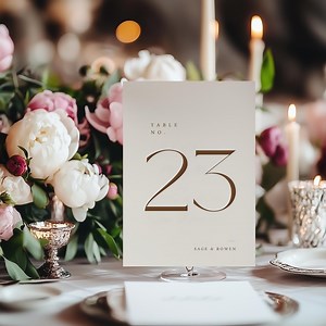 Wedding Table Numbers Template, Cream Elegant Table Number Cards, Minimal Wedding Table Signs, Editable Printable Reception Decor - Etsy