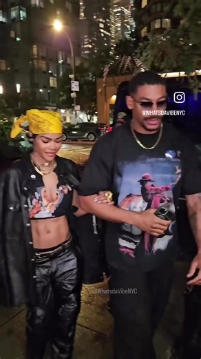 @Jimmy Neutch arrived hand in hand with her beau @Aaron Stone Pierre ✔️ to her album visual and listening party at lavan midtown. Teyana created and directed the entire concept of her new album