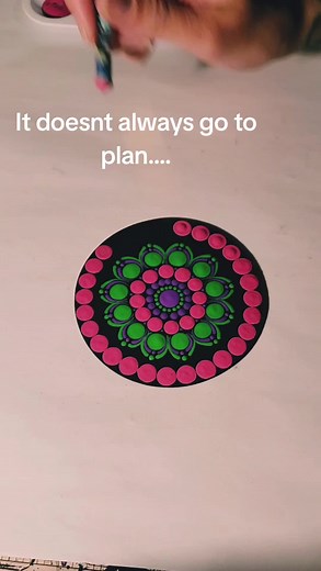 I always get asked how i get it so even. Well truth is I dont but I know how to correct the mistake if I do put a dot in the wrong spot 👏 #artfail #dotart #mandala #handmade #acrylicpainting #style #homedecor #smallgiftideas