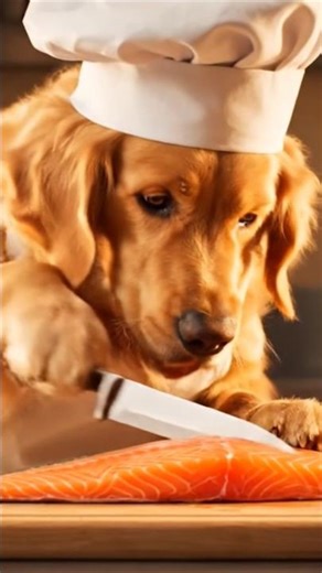 A Talented Dog Chef Cooking Fresh Fish for Dinner 🐶🔪👨‍🍳 #DogChef #dog
