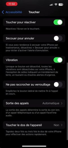 Paramétrage du décrochage automatique sur iOS