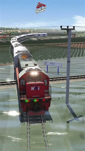 2 Kereta Api Melintasi Persilangan Banjir #keretaapi #trainandrailyardsimulatornewupdate #railtrack