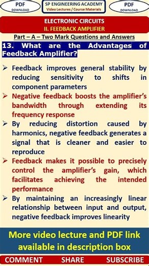 13EC2 Electronics Circuits What are the Advantages of Feedback Amplifier