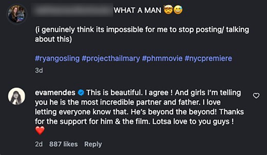 Eva Mendes has best reaction to fans thirsting over Ryan Gosling