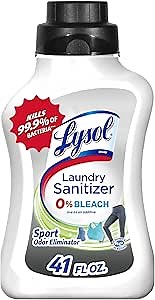 Lysol Tough Odor Eliminator Laundry Sanitizer Additive, Sanitizing Liquid for Gym Clothes and Activewear, 0% Bleach, Eliminates Odor Causing Bacteria, 41oz