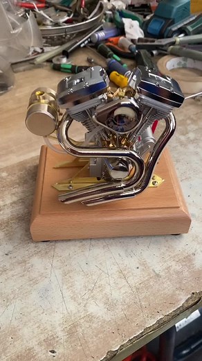 Gasoline V2 Harley-Davidson Motorbike Engine #enginediy#retrolengine#v2engine#fyp#harleydavidson