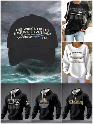🕯️ In memory of the Edmund Fitzgerald. On November 10, 1975, 29 brave souls were lost to the storm on Lake Superior. No distress call. No survivors — only courage, duty, and silence. Today, we remember. Today, we honor. 🌊 Wear the story. Carry the legacy. 👉 Shop our commemorative apparel collection and keep their memory alive. 🛒 Shop now 🛒 #EdmundFitzgerald #NeverForgotten #GreatLakesHistory | The US Vibe