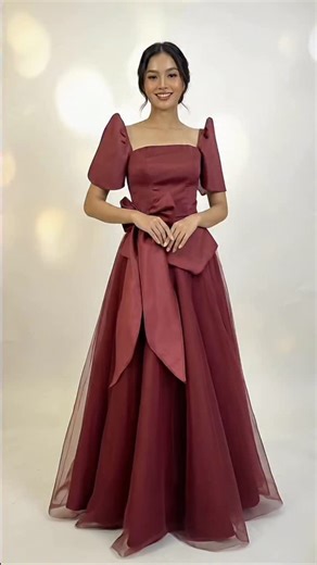 1.1K views · 64 reactions | Adara Long Filipiniana Dress (Burgundy) ₱4,500 Order here: https://enstack.ph/love-humbly-shop/search?id=818226&q=adara%20long Modern filipiniana dress in corset style Detachable filipiniana sleeves Length - 58 inches from shoulder Made of mikado silk and tulle #bridesmaidress #graduationdress #civilweddingdress #receptiondress #formaldress #modernfilipiniana #filipinianadress #oathtakingdress | Love Humbly Shop | Facebook