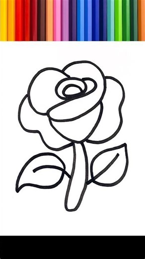 🌈 Desenhar, pintar e colorir uma rosa para crianças ⭐#199