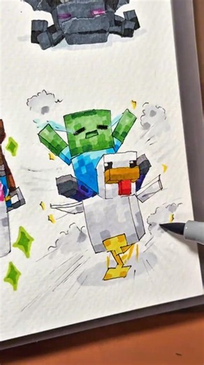 I Drew 6 Minecraft Mobs as Cute Characters 🐸🐝🐉
