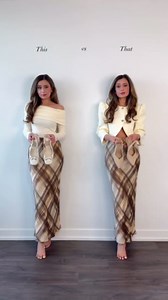 Plaid satin skirt outfit styling ideas