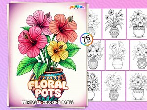 75 Floral Pots: Coloring Book, Botanical Flower Pot Coloring Pages, Printable PDF, Instant Download, Fun and Relaxation for Adults & Kids - Etsy