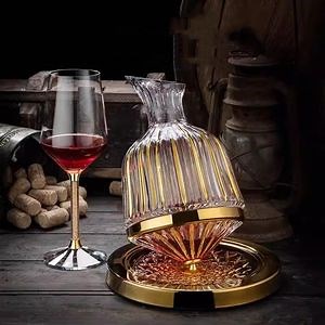 1500ml Glassware – Gold/Silver Wine Glass & Rotating Decanter Glass Cup
