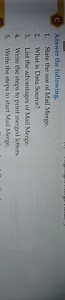 Answer the following.State the use of Mail Merge.What is Dat... | Filo