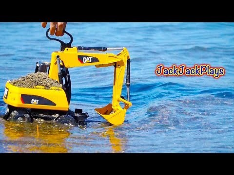 Beach Outdoor Play for Kids! Excavator, Backhoe, and Loader Digger Toys | JackJackPlays