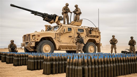 U.S. Marine Test-fires the M2A1 .50-caliber Heavy Machine Gun