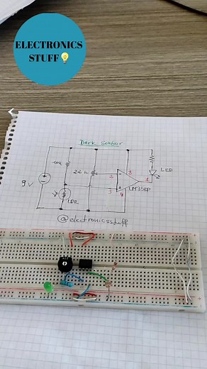 Dark Sensor Circuit with LM358 and LDR