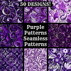 Purple Seamless Pattern Digital Paper: 50 PNG Designs (digital Download) - Etsy