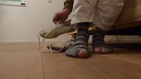 Favorite striped socks with holes