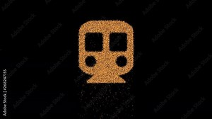 Symbol subway appears from crumbling sand. Then crumbles down. Alpha channel Premultiplied - Matted with color black