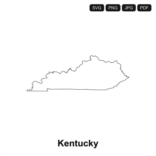 Kentucky State Outline SVG PNG PDF | Cricut Silhouette Cut File | Map Clipart Digital Download - Etsy