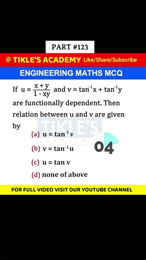 ENGINEERING MATHS MCQ 123 #shorts #engineeringmathematics #tiklesacademy