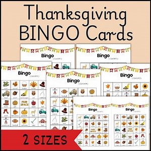 Thanksgiving Bingo Game – 5 Cards   Calling Pieces & Instructions   2 Sizes