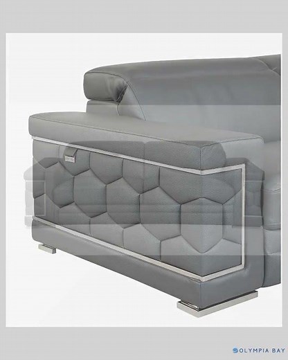 Top Grain Italian Leather Sofa - Dark Grey