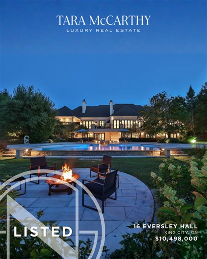 Tara McCarthy on Instagram: "@McCarthyLuxxRealty Offered at $10,498,000 16 Eversley Hall, King City Welcome to an exceptional recently built custom bungalow in prestigious Fairfield Estates, one of King Township’s most coveted estate communities. Set on 2.2 acres and backing directly onto private horse trails, this residence offers a rare blend of luxury, privacy, and lifestyle. Thoughtfully constructed with state-of-the-art materials and commercial-grade systems throughout, the home showcases s