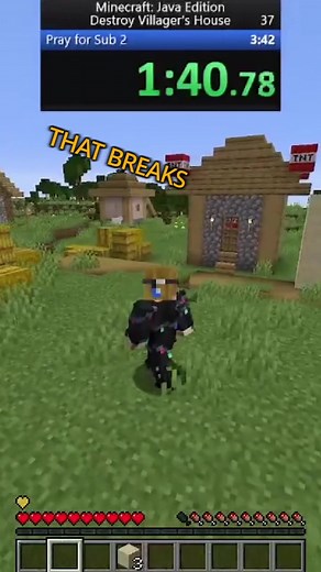 Destroying a villagers house in under 2 minutes (currently 2nd in the world) #minecraft #fypシ #speedrun #serapter