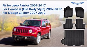 All Weather Floor Mats for Jeep Patriot: Custom for Dodge Caliber 2007-2012/for Compass 2007-2017, Automotive Heavy Duty Rubber Floor Liners, Full Set Front Rear& Cargo Mat Accessories Protection