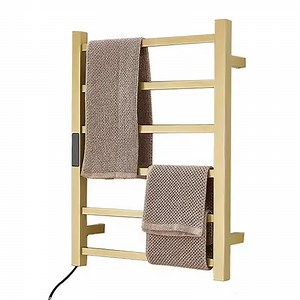 [Hot Item] Smart Heated Towel Rail 304 Stainless Steel Wall Mounted Gold Electric Towel Rack Shelf Heating Towel Warmer