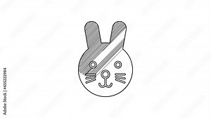 Black line Rabbit zodiac sign icon isolated on white background. Astrological horoscope collection. 4K Video motion graphic animation