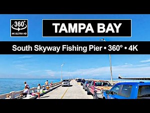 Skyway Fishing Pier 360° (4K) | South Pier Drive by the Sunshine Skyway Bridge (Tampa Bay POV)