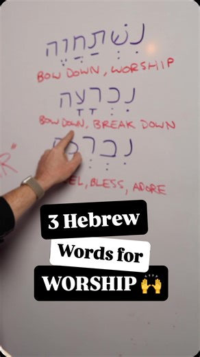 Dan Bergman on Instagram‎: "3 Hebrew Words for Worship 🤯 “O come, let us worship and bow down: Let us kneel before the LORD our maker.” - Psalm‬ ‭95‬:‭6‬ ‭ Psalm 95:6 - ״בֹּ֭אוּ נִשְׁתַּחֲוֶ֣ה וְנִכְרָ֑עָה נִ֝בְרְכָ֗ה לִֽפְנֵי־יְהוָ֥ה עֹשֵֽׂנוּ׃״ If you want to learn Hebrew from me, tap the link @biblicalhebrewacademy or go to biblicalhebrewacademy.com #Worship #Hebrew #Yeshua #Psalms #Bible"‎