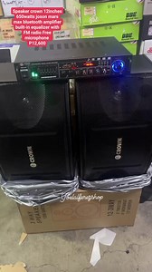 2.6K reactions · 51 shares | Crown karaoke set speaker 12inches 650watts joson mars max 1000w x2 bluetooth amplifier built-in equalizer with FM radio free microphone  #joelaferezshop #josonphilipines #karaoke #speaker #microphone #JOSON #HomeAudio | Joel Alferez | Facebook