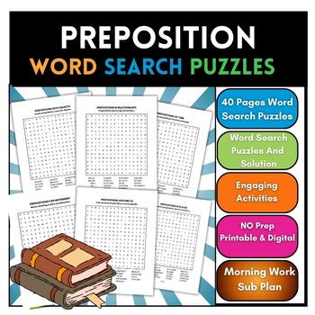 Preposition Word Search Activities Morning Work 3rd,4th,5th,6th,7th,8th,9th,10th