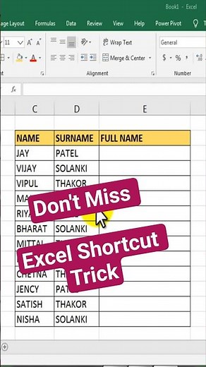 Excel Shortcut Tips &Trick CTRL+E