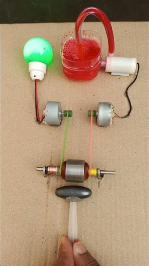 चुंबकीय आकर्षण द्वारा आर्मेचर घुमाया आर्मेचर से दो जनरेटर घूमर बिजली बनाया और वाटर पंप चालू किया. dc